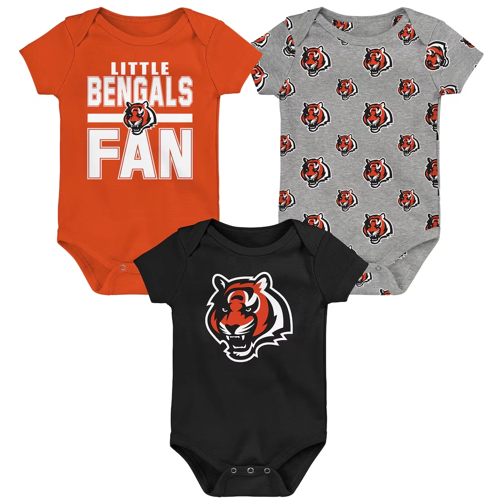 Newborn Cincinnati Bengals Outerstuff Little Tike 3-Piece Bodysuit Set