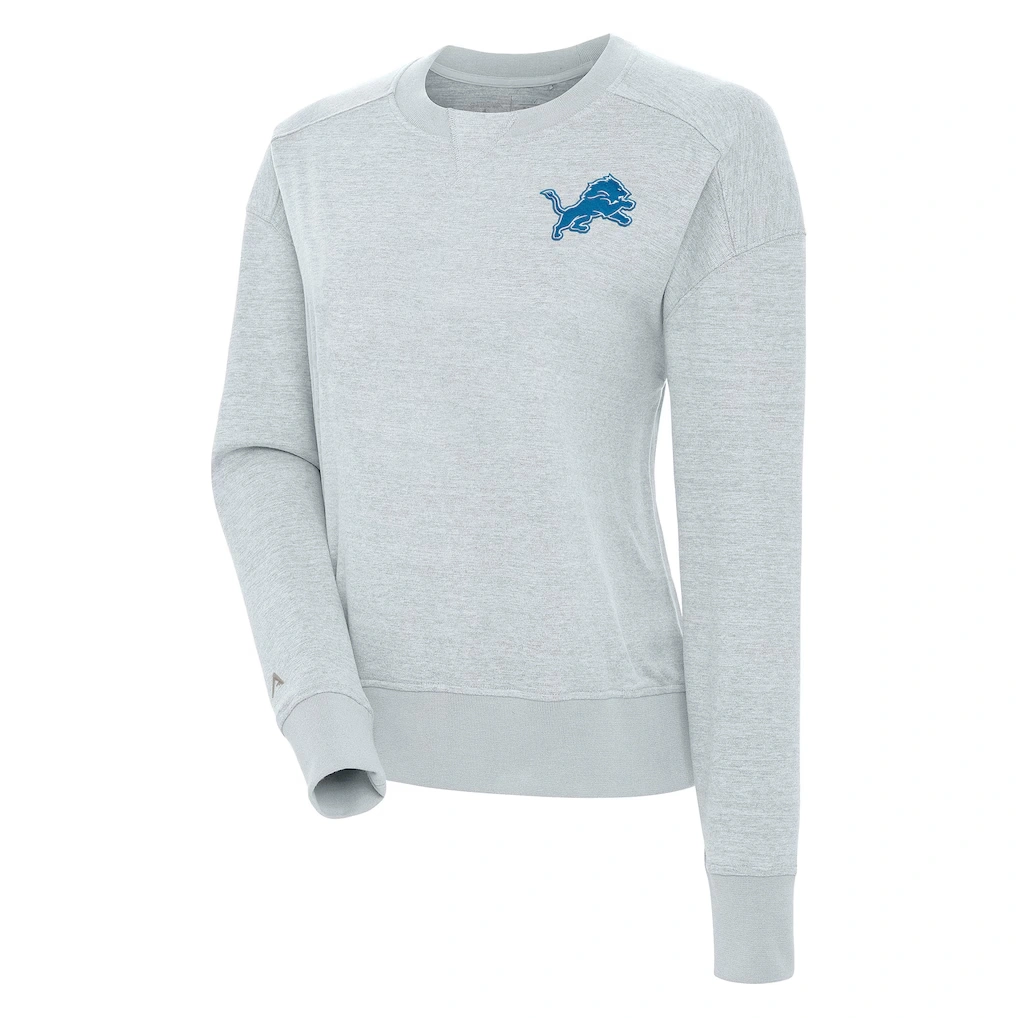 Women's Detroit Lions Antigua Heather Gray Forward Fleece Pullover Sweatshirt