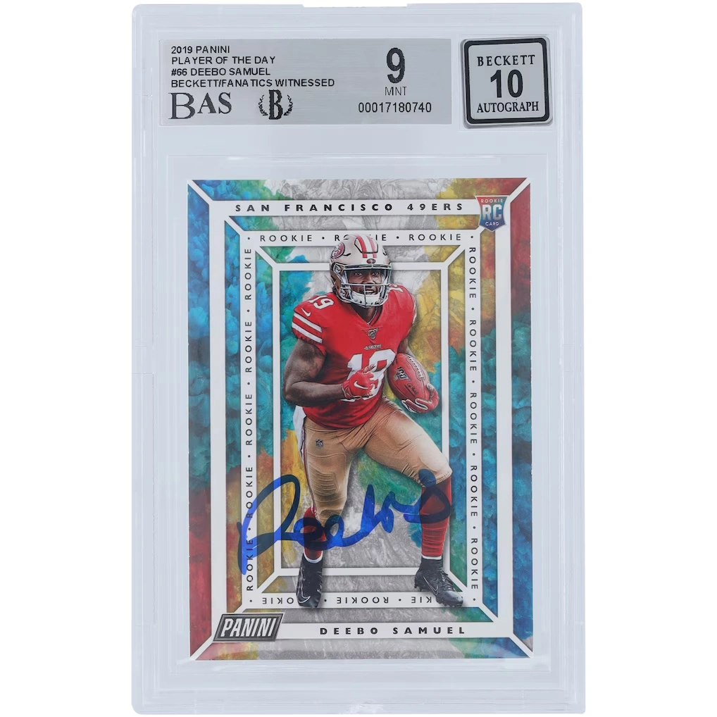 Deebo Samuel Sr San Francisco 49ers Autographed 2019 Panini Player Of The Day #66 Beckett Fanatics Witnessed Authenticated 9/10 Rookie Card
