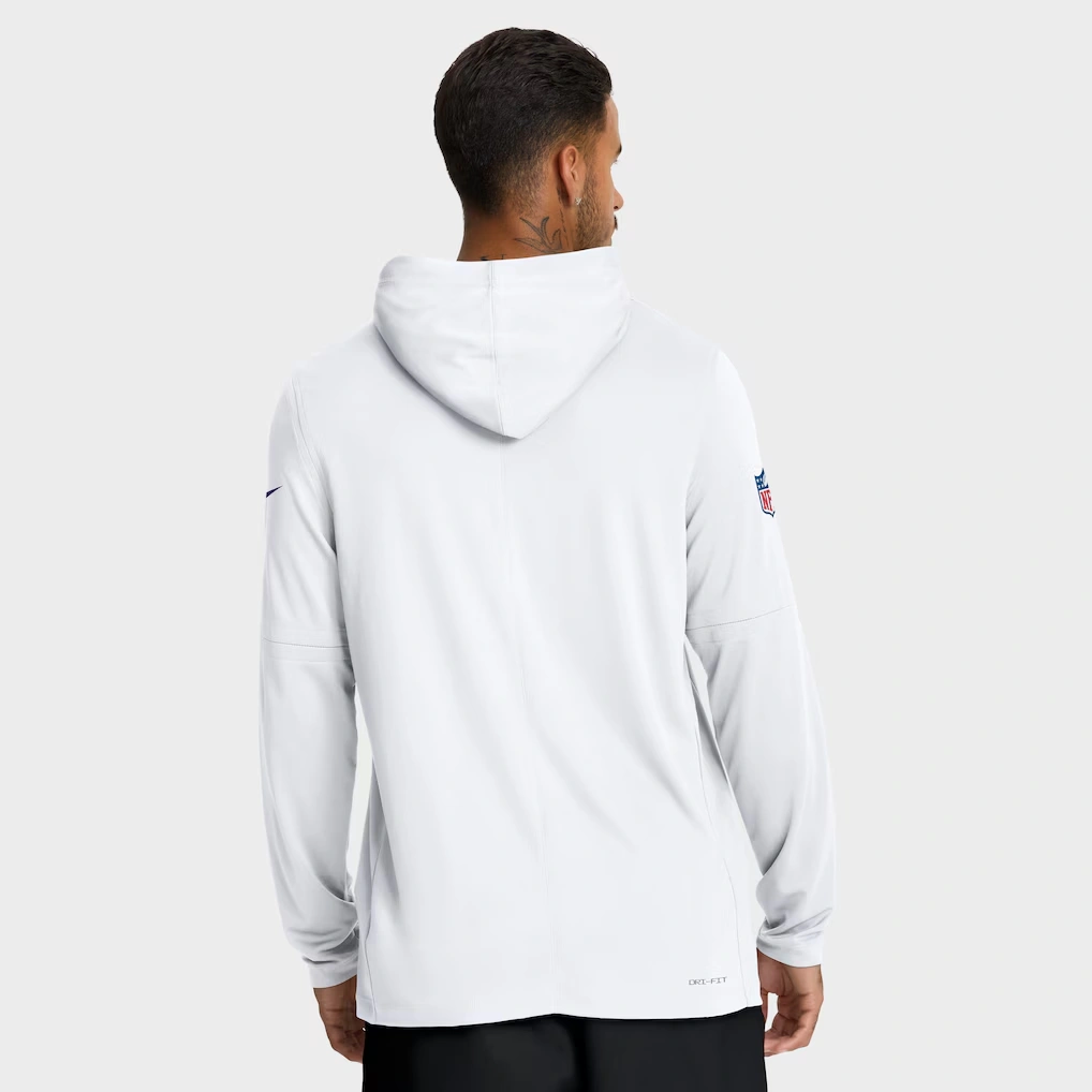 Men's Minnesota Vikings Nike White Sideline Pure Fury Performance Long Sleeve Hoodie T-Shirt