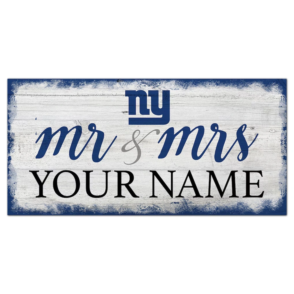 New York Giants 6" x 12" Personalized Mr. & Mrs. Script Sign