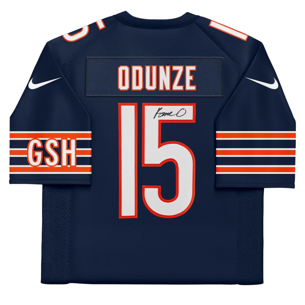 Rome Odunze Chicago Bears Autographed Fanatics Authentic Navy Nike Vapor F.U.S.E. Limited Jersey
