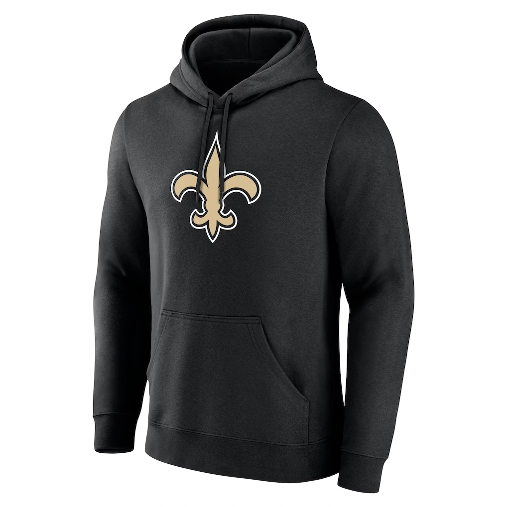 Men's New Orleans Saints Black Team Authentic Custom Name & Number Pullover Hoodie