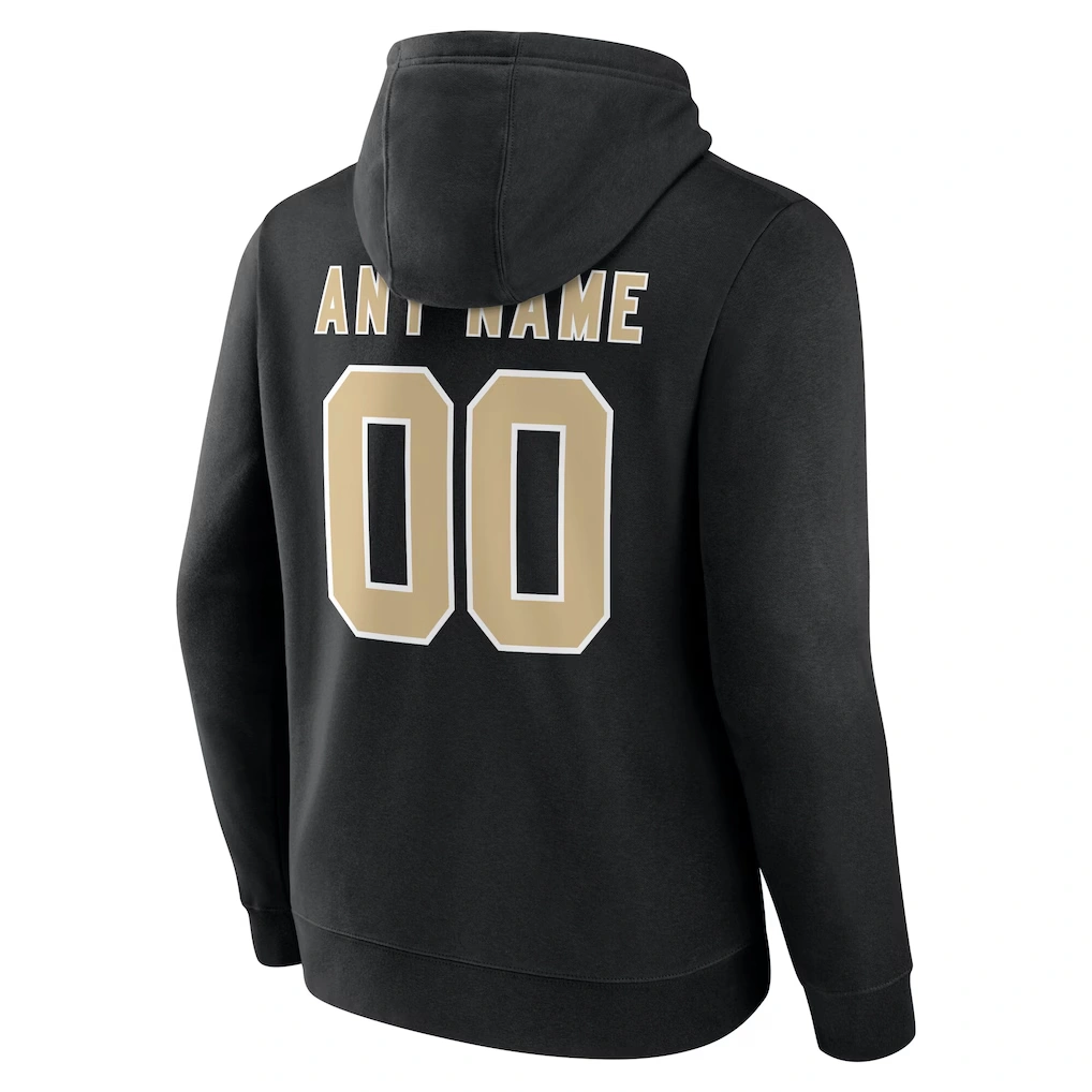 Men's New Orleans Saints Black Team Authentic Custom Name & Number Pullover Hoodie