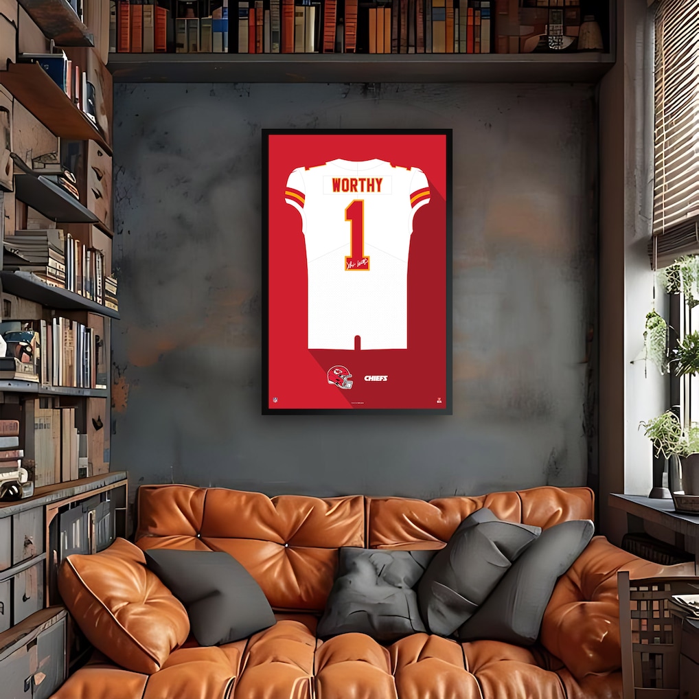 Kansas City Chiefs Xavier Worthy Framed 27" x 39" Jersey Art Print