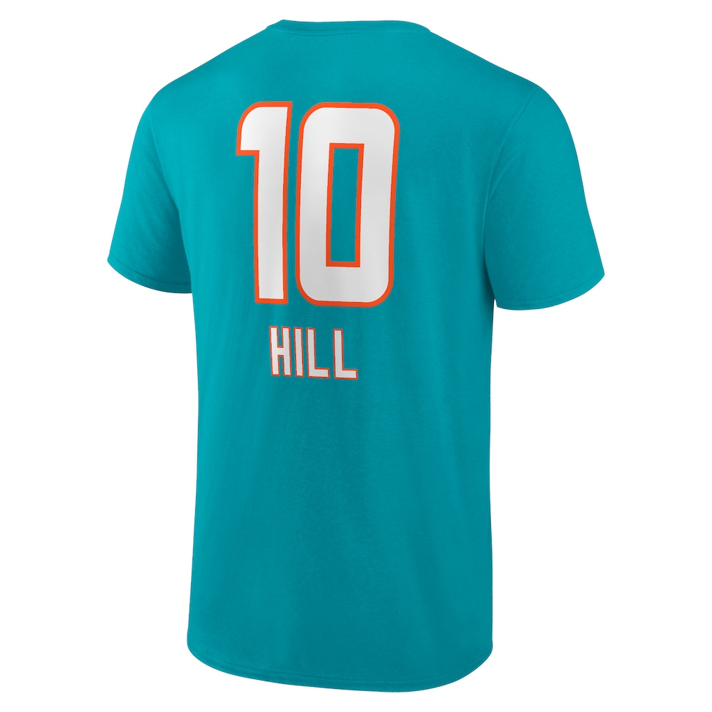 Men's Miami Dolphins Tyreek Hill Aqua Team Wordmark Player Name & Number T-Shirt 3 Men's Miami Dolphins Tyreek Hill Aqua Team Wordmark Player Name & Number T-Shirt
