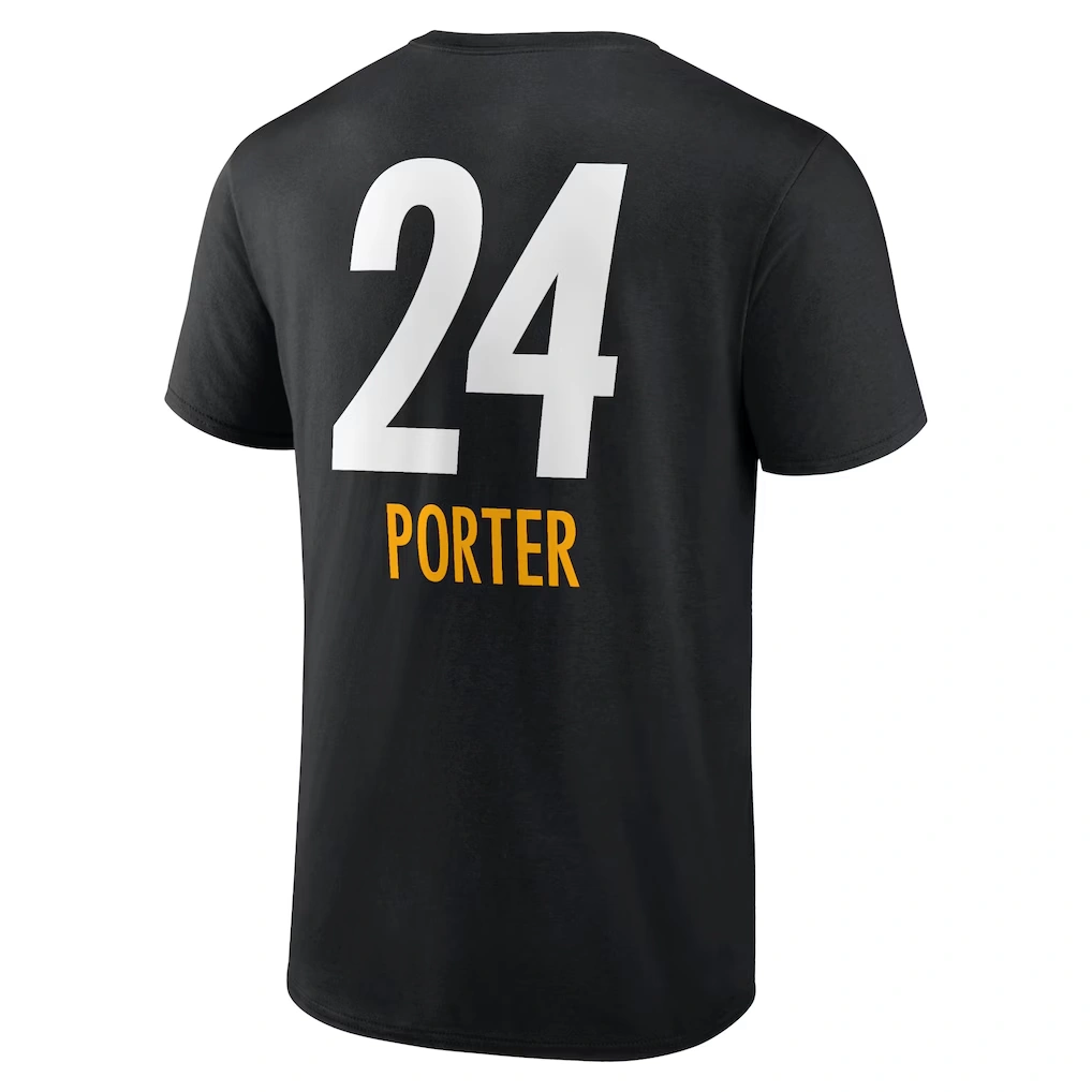 Men's Pittsburgh Steelers Joey Porter Jr. Black Team Wordmark Player Name & Number T-Shirt
