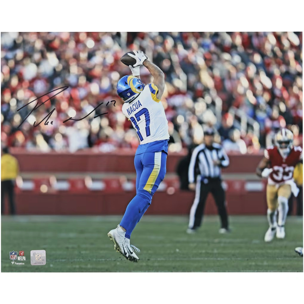Puka Nacua Los Angeles Rams Autographed Fanatics Authentic 16" x 20" NFL Rookie Record Setting Game for Catches and Yards Photograph