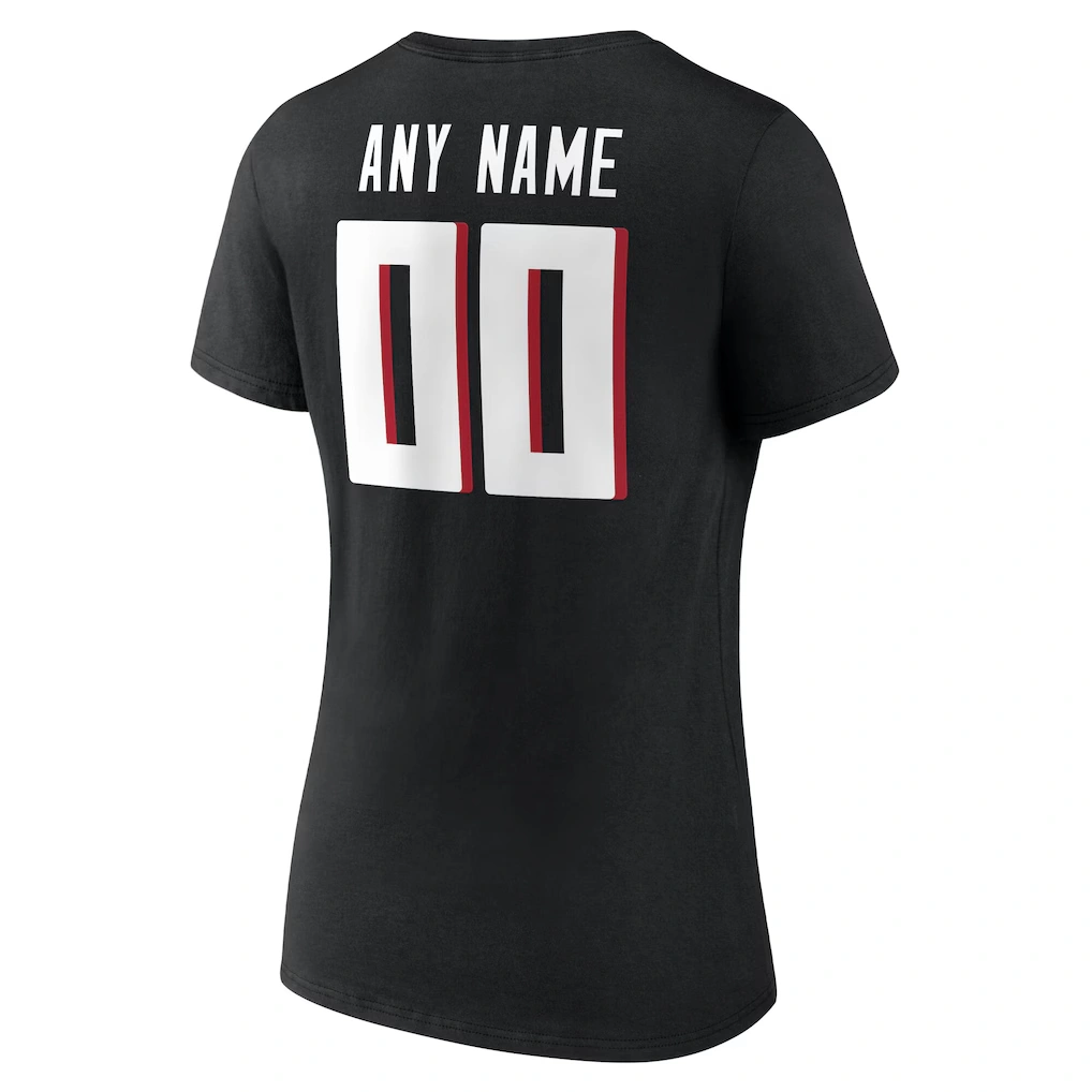 Women's Atlanta Falcons Black Team Authentic Custom Name & Number V-Neck T-Shirt 3 Women's Atlanta Falcons Black Team Authentic Custom Name & Number V-Neck T-Shirt