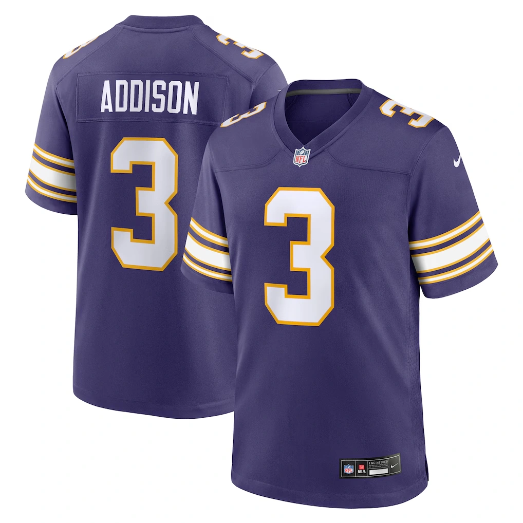Men's Minnesota Vikings Jordan Addison Nike Purple Alternate Game Jersey
