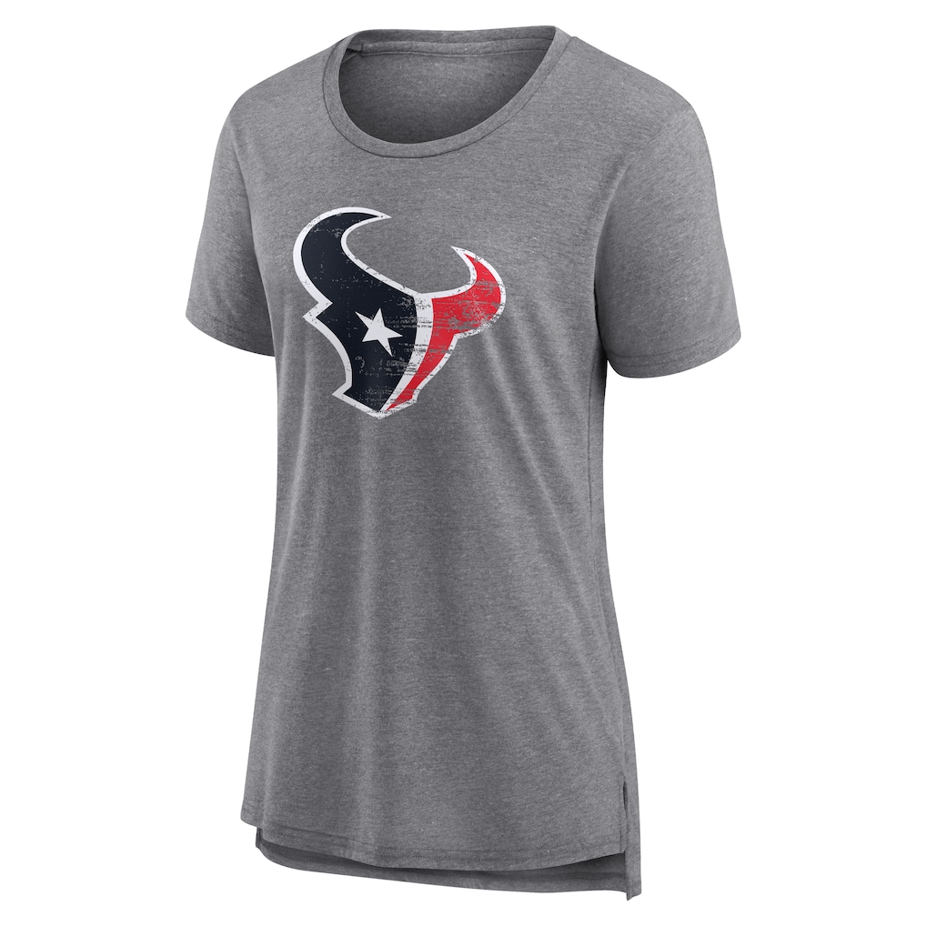 Women's Houston Texans Gray Heritage Custom Name & Number Tri-Blend T-Shirt