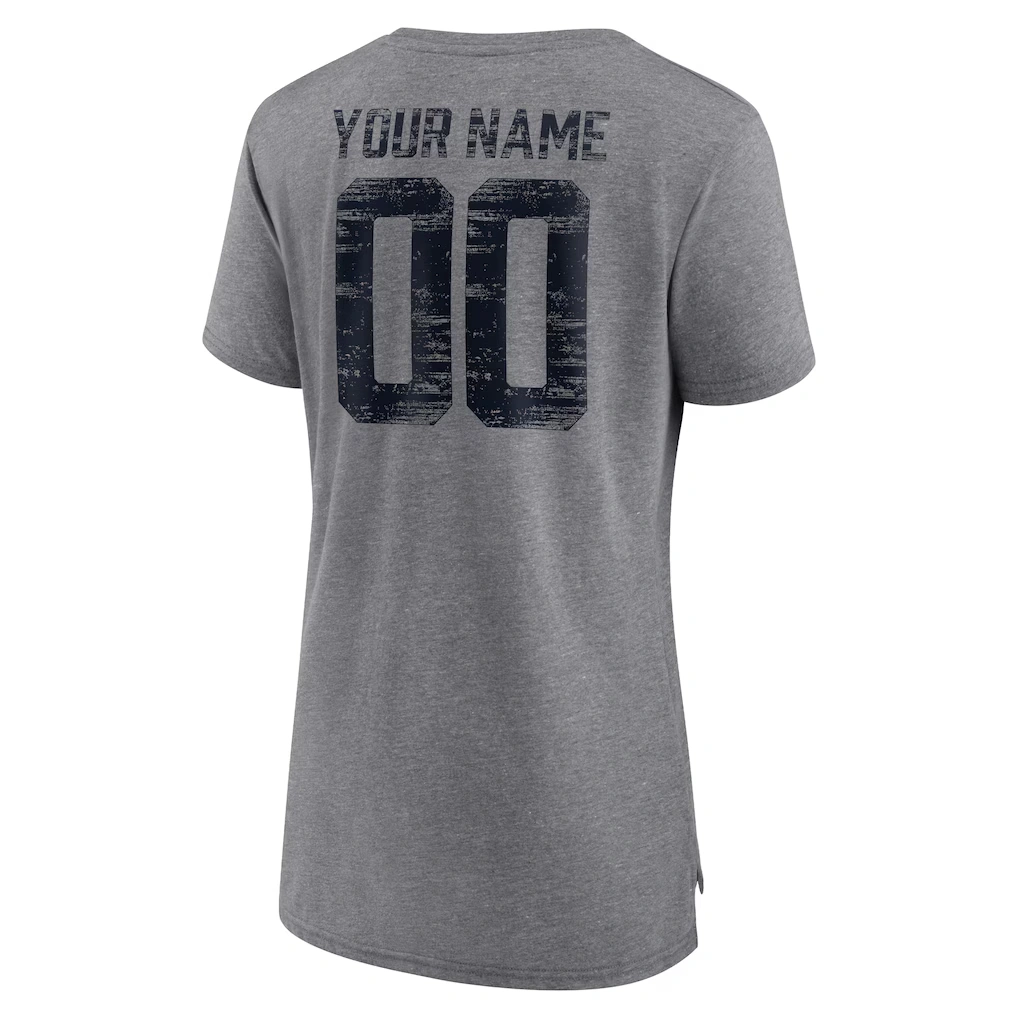 Women's Houston Texans Gray Heritage Custom Name & Number Tri-Blend T-Shirt