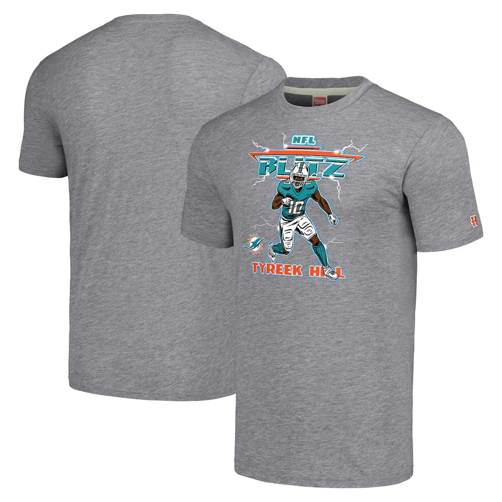 Unisex Miami Dolphins Tyreek Hill Homage Gray NFL Blitz Player Tri-Blend T-Shirt