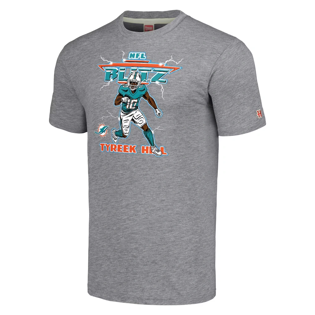 Unisex Miami Dolphins Tyreek Hill Homage Gray NFL Blitz Player Tri-Blend T-Shirt