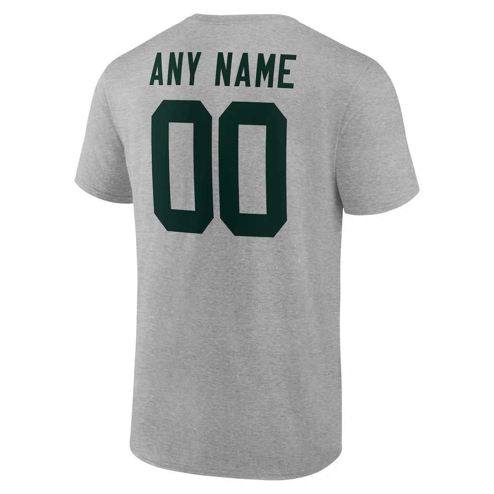 Men's Green Bay Packers Gray Team Authentic Custom Name & Number T-Shirt