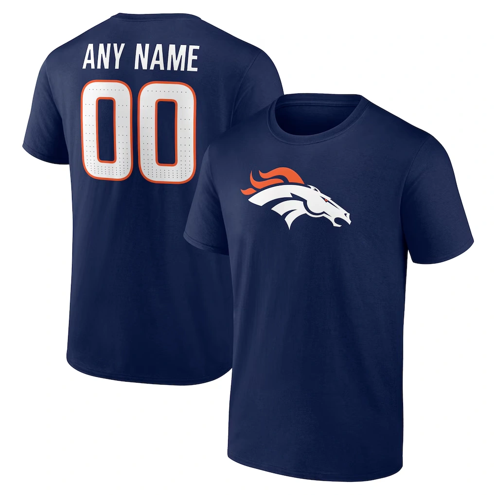 Men's Denver Broncos Navy Team Authentic Custom T-Shirt