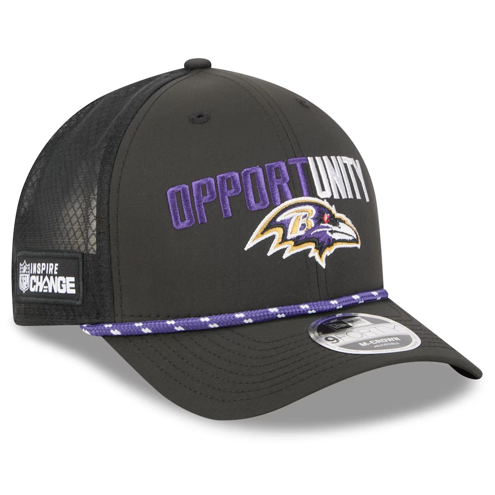 Men's Baltimore Ravens New Era Black 2025 Inspire Change 9FORTY M-Crown Adjustable Hat