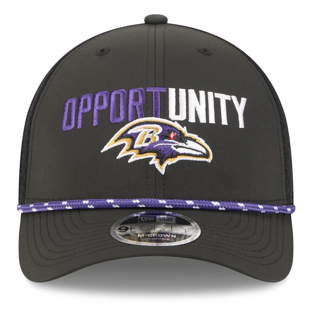 Men's Baltimore Ravens New Era Black 2025 Inspire Change 9FORTY M-Crown Adjustable Hat
