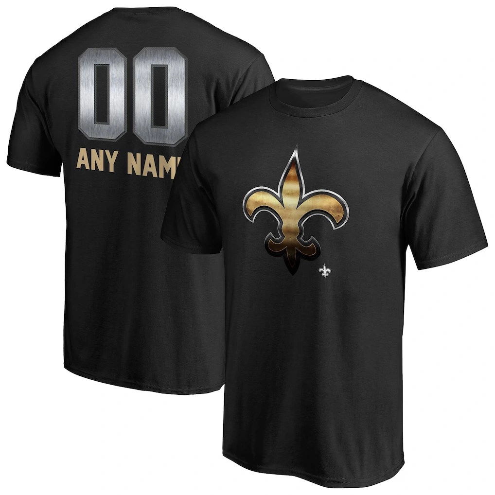 Men's New Orleans Saints Black Personalized Midnight Mascot T-Shirt