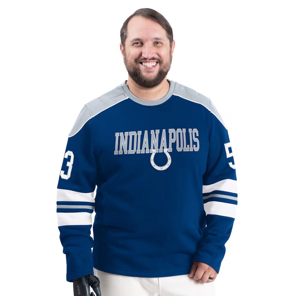 Men's Indianapolis Colts G-III Sports by Carl Banks Royal Adaptive Lord Stanley Crewneck Sweatshirt