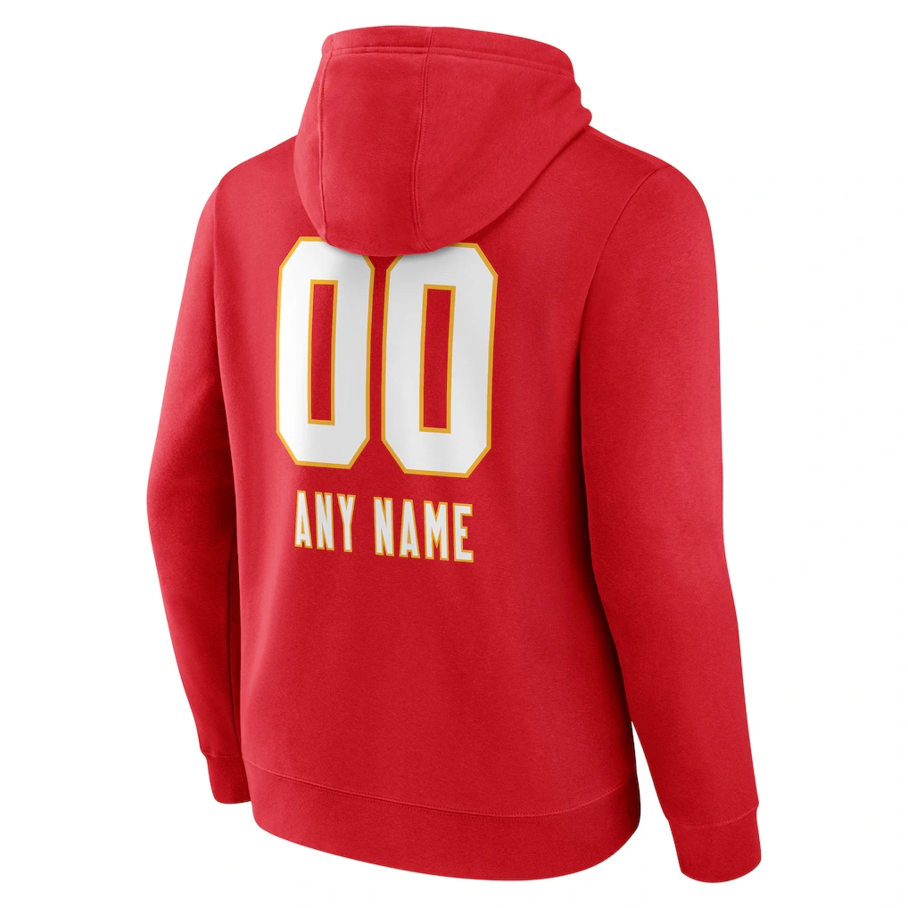 Men's Kansas City Chiefs Red Personalized Name & Number Team Wordmark Pullover Hoodie