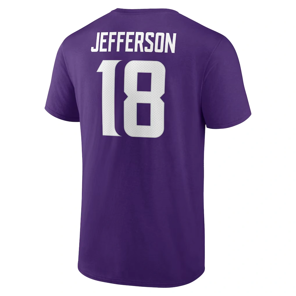 Men's Minnesota Vikings Justin Jefferson Purple Icon Player Name & Number T-Shirt
