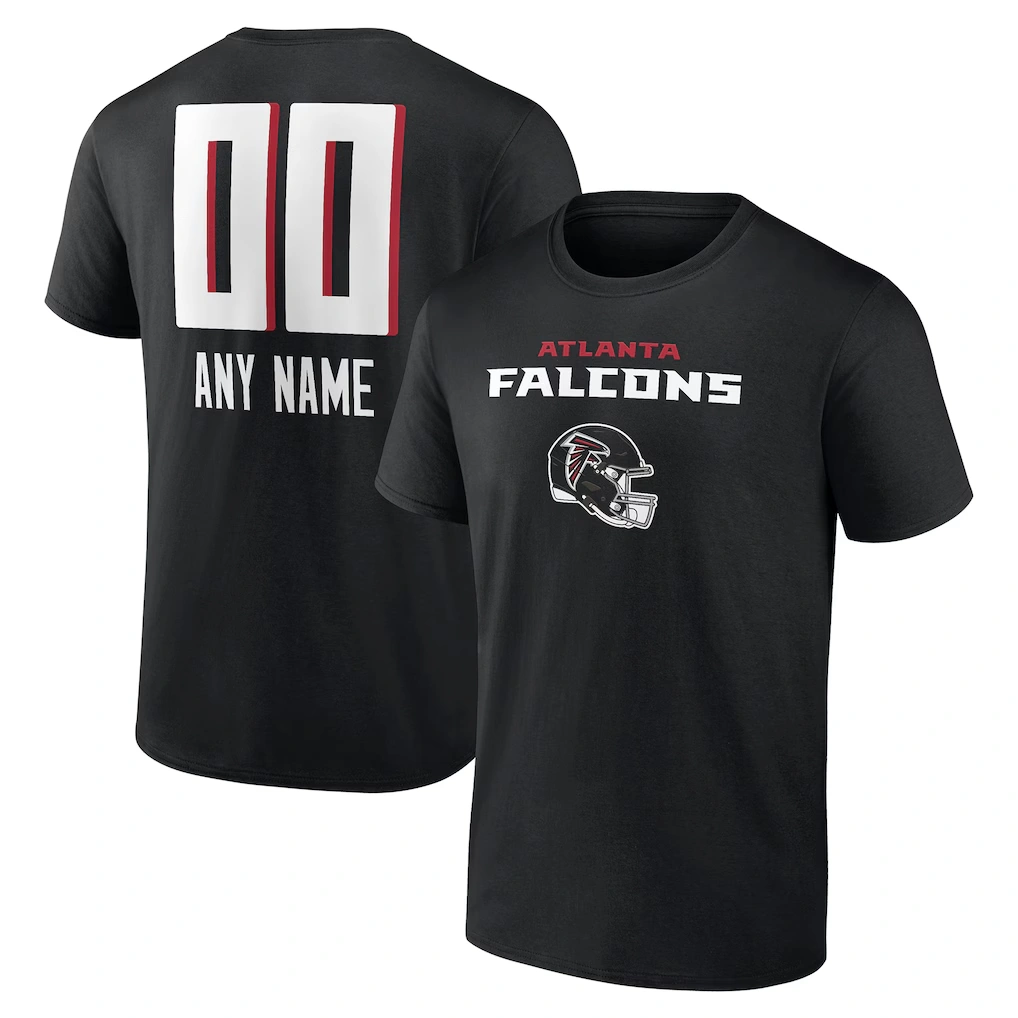 Men's Atlanta Falcons Black Personalized Name & Number Team Wordmark T-Shirt