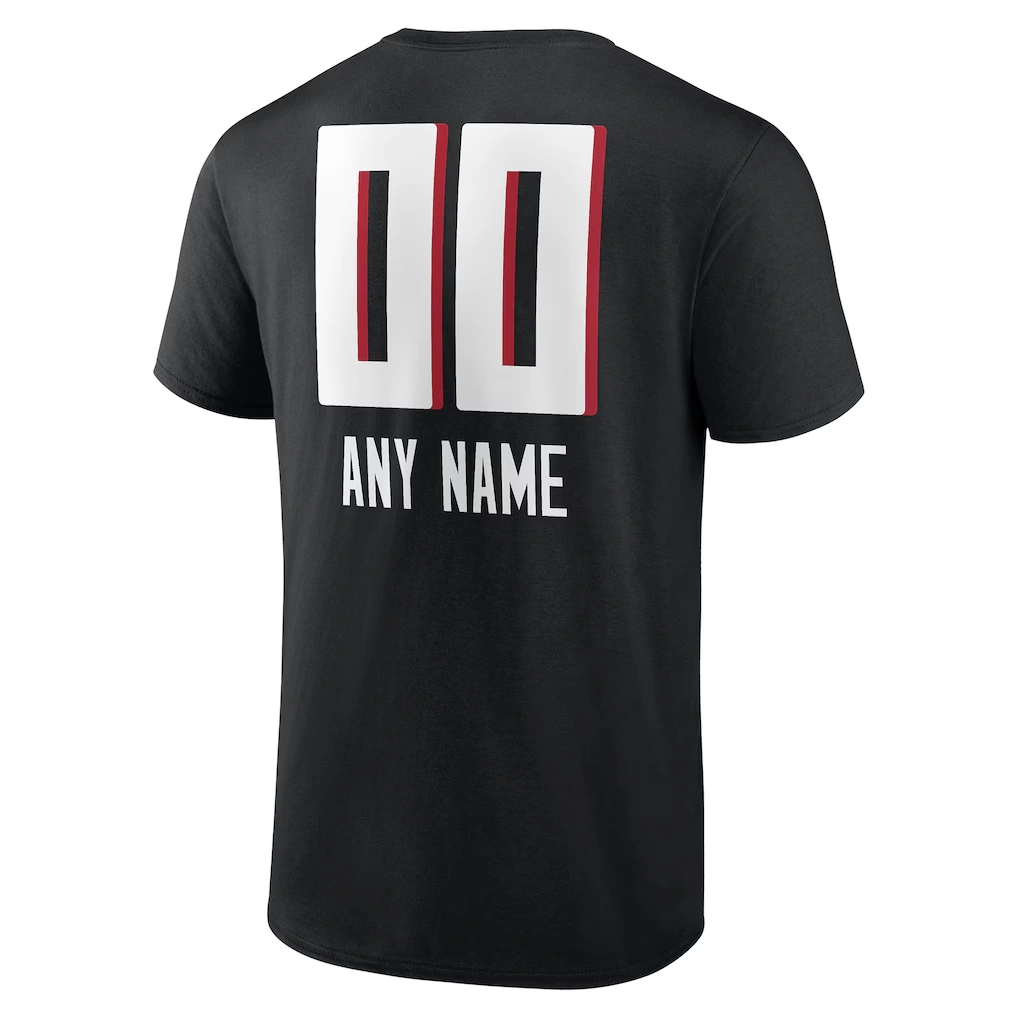 Men's Atlanta Falcons Black Personalized Name & Number Team Wordmark T-Shirt