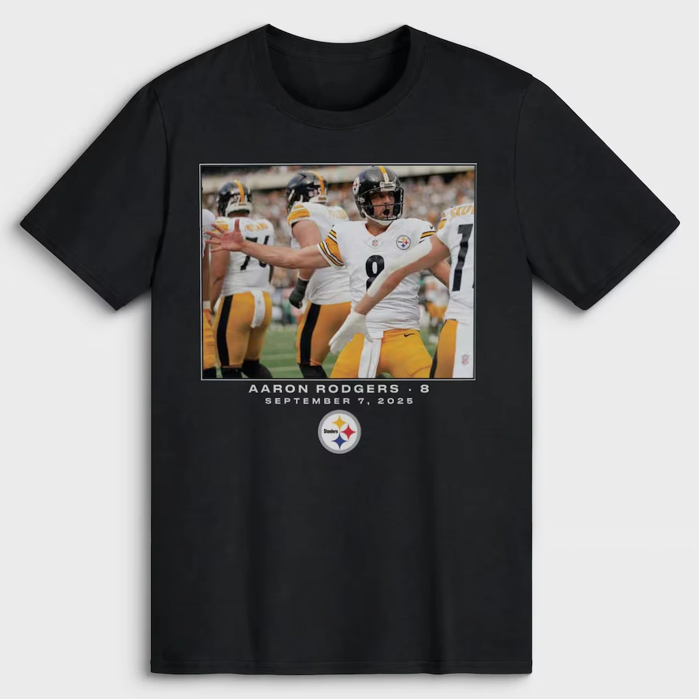 Men's Pittsburgh Steelers Aaron Rodgers Black NFL Flash Features Week 1 T-Shirt