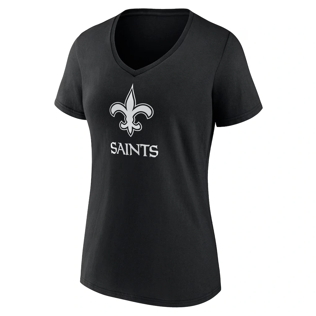 Women's New Orleans Saints Black Personalized Name & Number Monochrome V-Neck T-Shirt