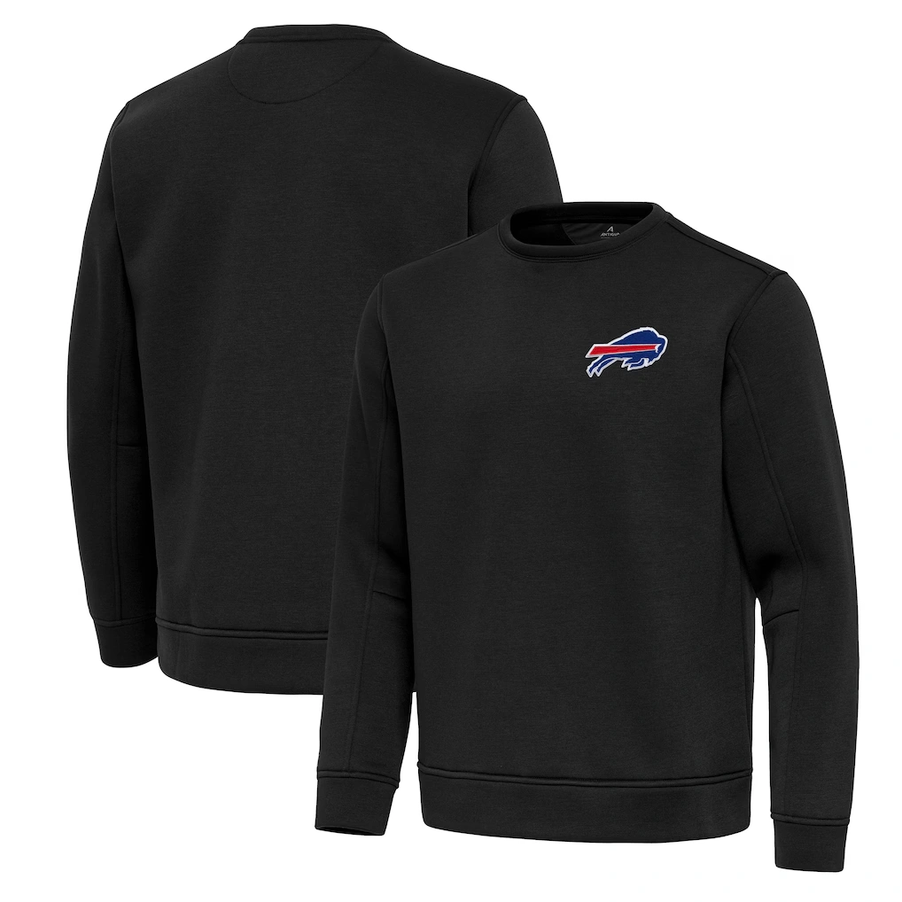 Men's Buffalo Bills Antigua Black Relevant Lightweight Pullover Sweatshirt