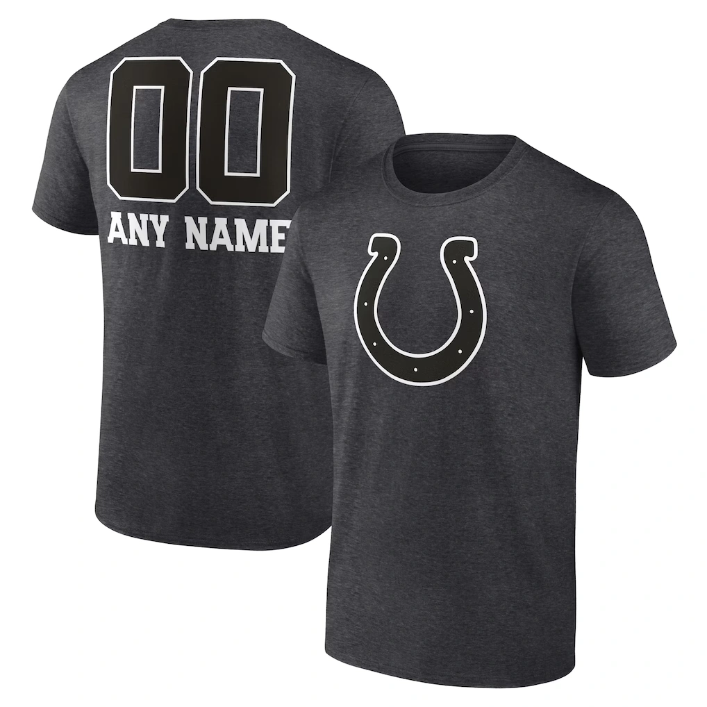 Men's Indianapolis Colts Charcoal Personalized Name & Number Monochrome T-Shirt