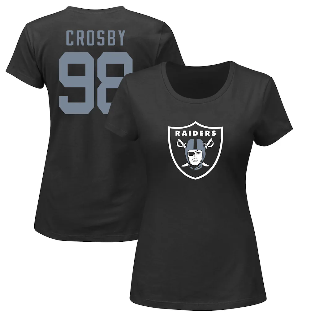 Women's Las Vegas Raiders Maxx Crosby Fanatics Black Plus Size Player Name & Number V-Neck T-Shirt