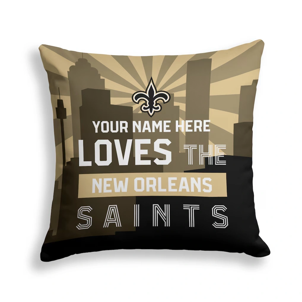 New Orleans Saints Pegasus 18" x 18" City Skyline Personalized Decor Pillow
