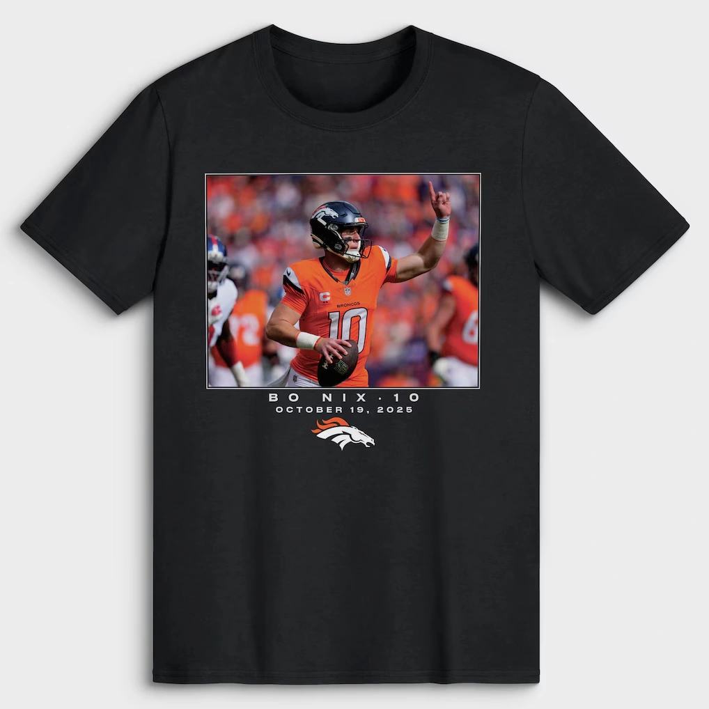 Men's Denver Broncos Bo Nix Black NFL Flash Features Week 7 T-Shirt