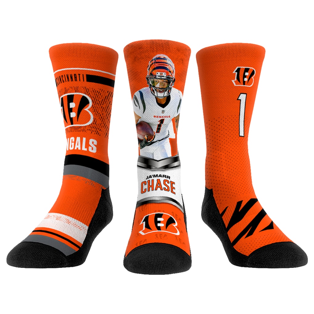 Youth Cincinnati Bengals Ja'Marr Chase Rock Em Socks Three-Pack Crew Socks Set