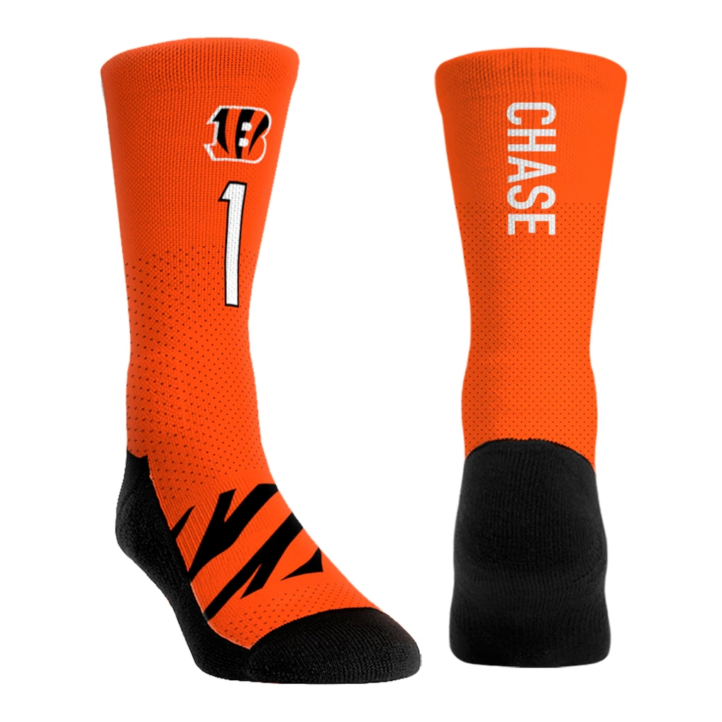 Youth Cincinnati Bengals Ja'Marr Chase Rock Em Socks Three-Pack Crew Socks Set