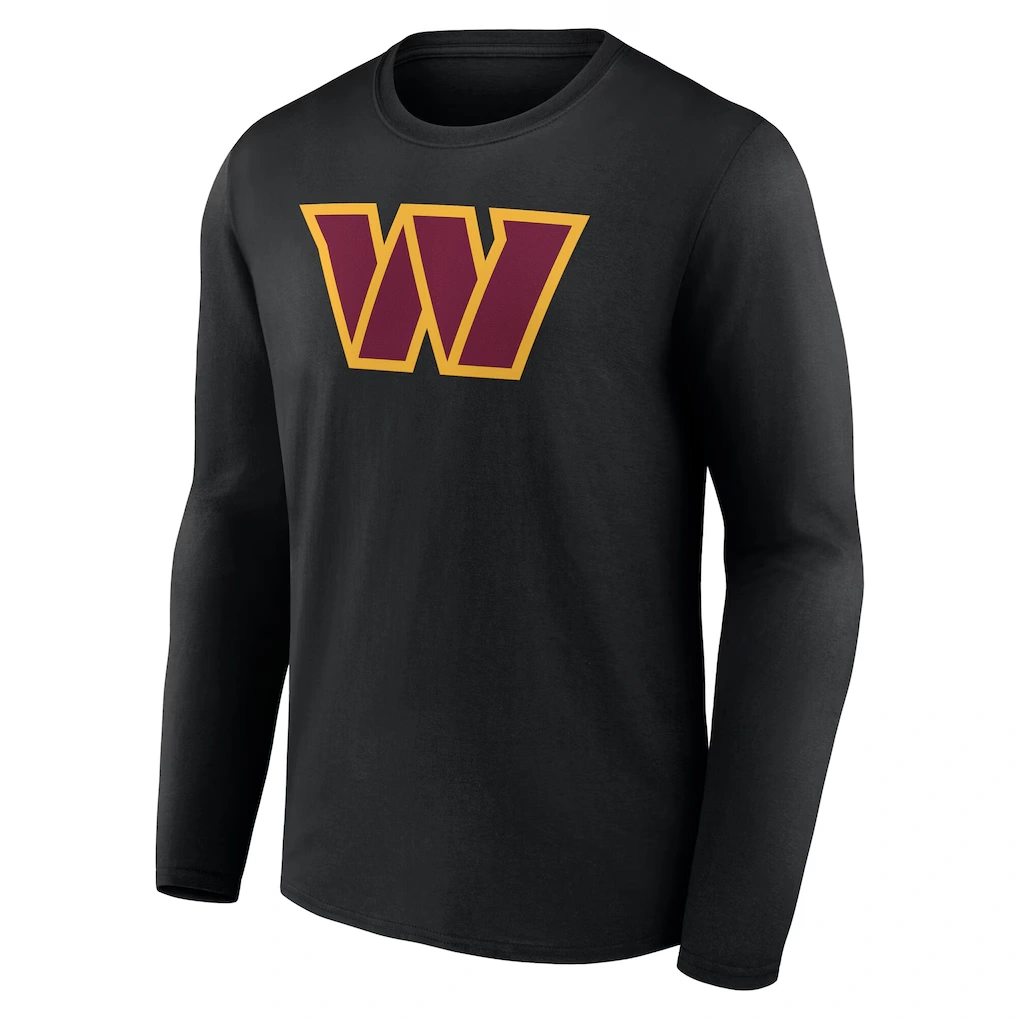 Men's Washington Commanders Black Team Authentic Custom Name & Number Long Sleeve T-Shirt
