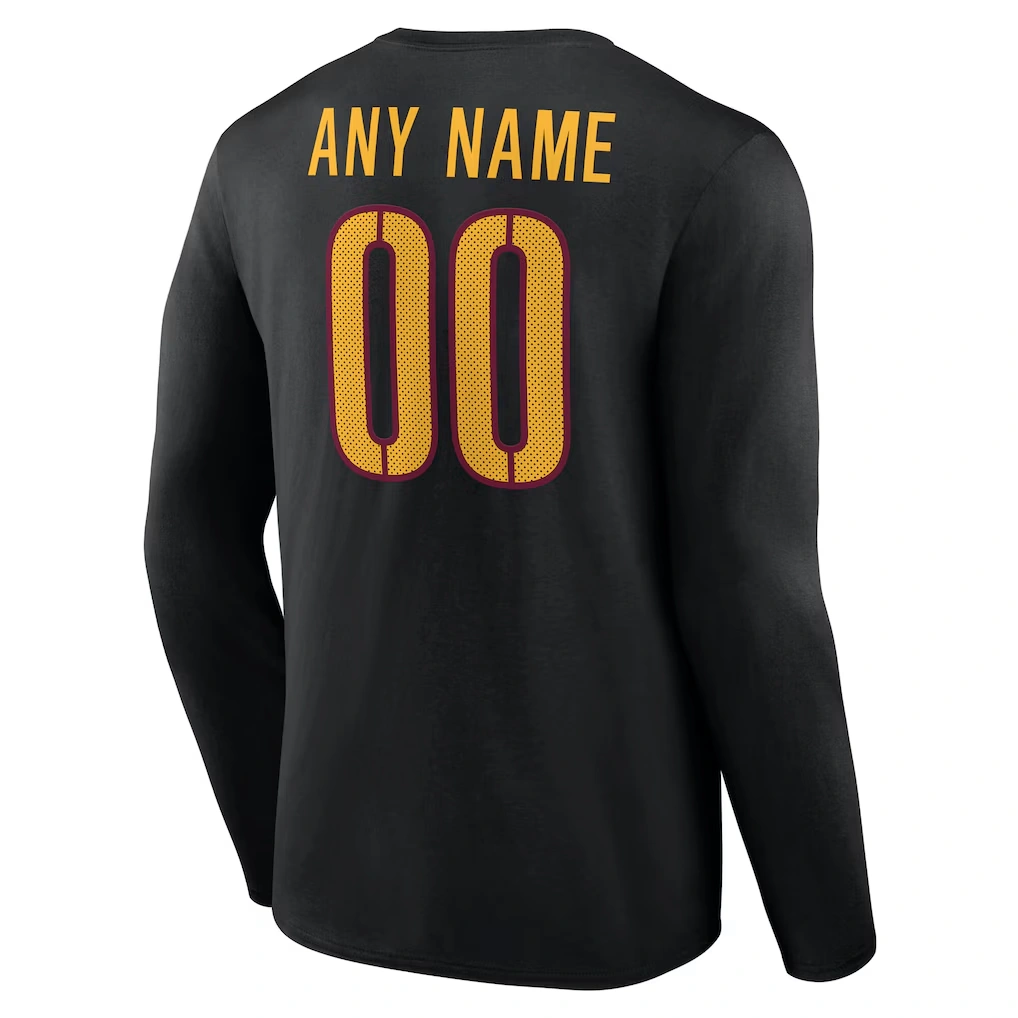 Men's Washington Commanders Black Team Authentic Custom Name & Number Long Sleeve T-Shirt