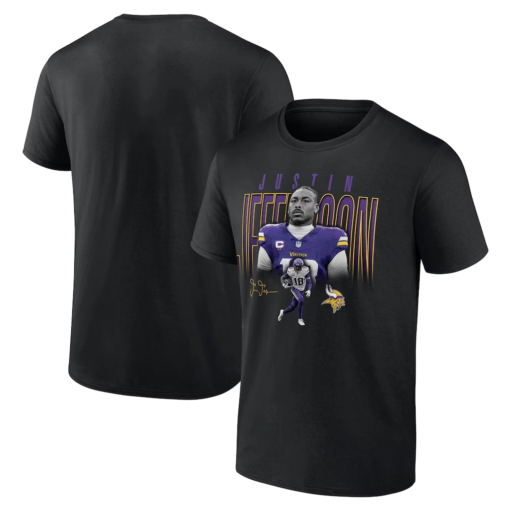 Men's Minnesota Vikings Justin Jefferson Black Humble Shadow Player T-Shirt