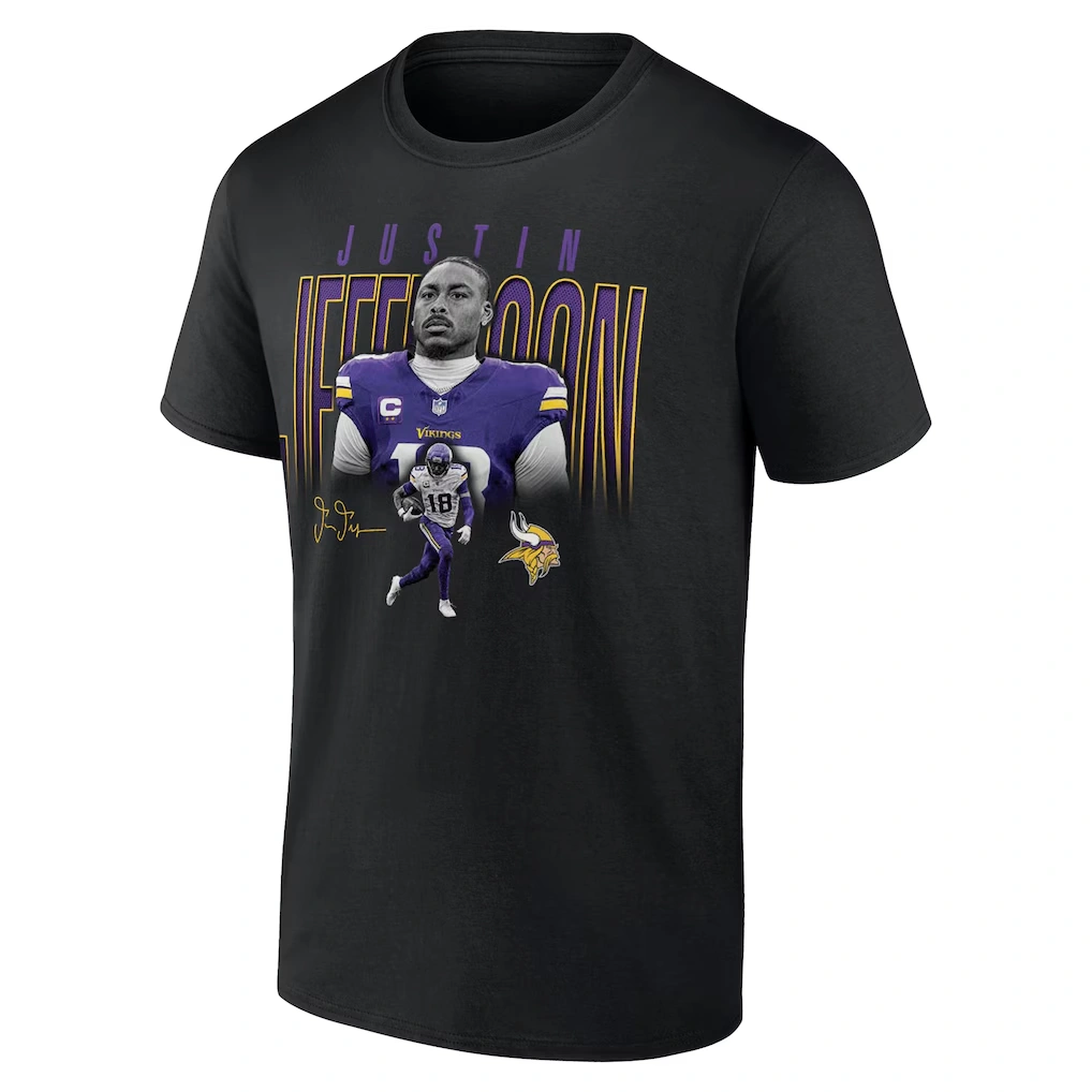 Men's Minnesota Vikings Justin Jefferson Black Humble Shadow Player T-Shirt