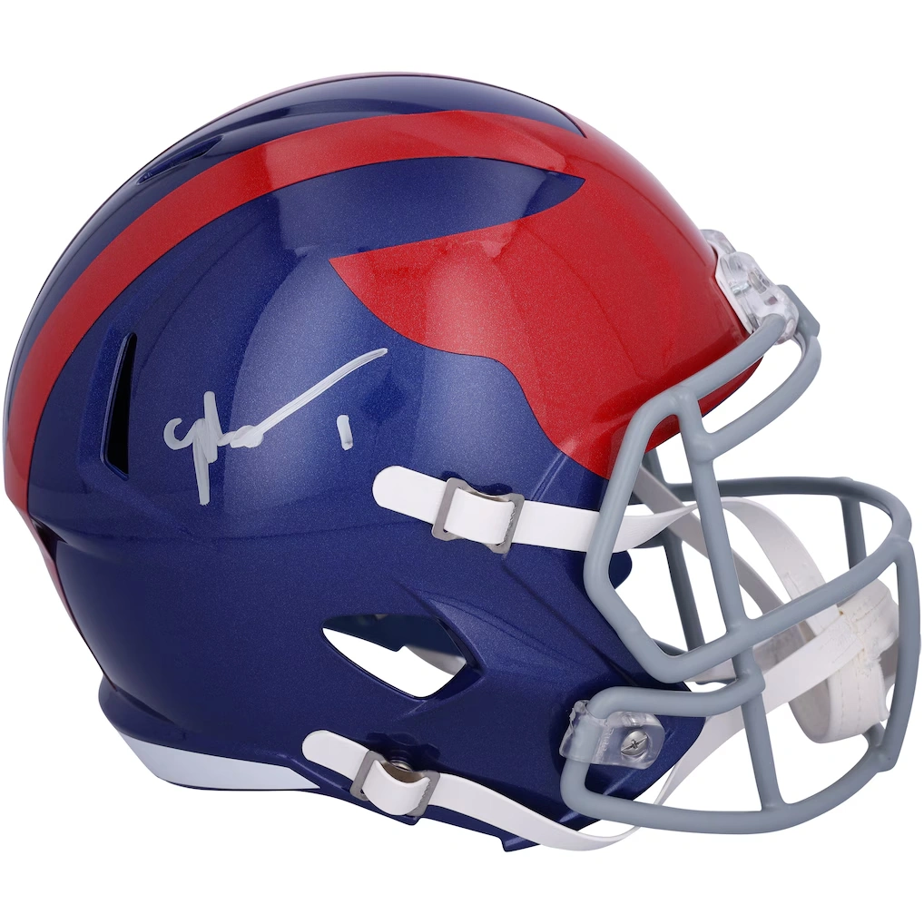 Malik Nabers New York Giants Autographed Fanatics Authentic Riddell 2024 Alternate Speed Replica Helmet