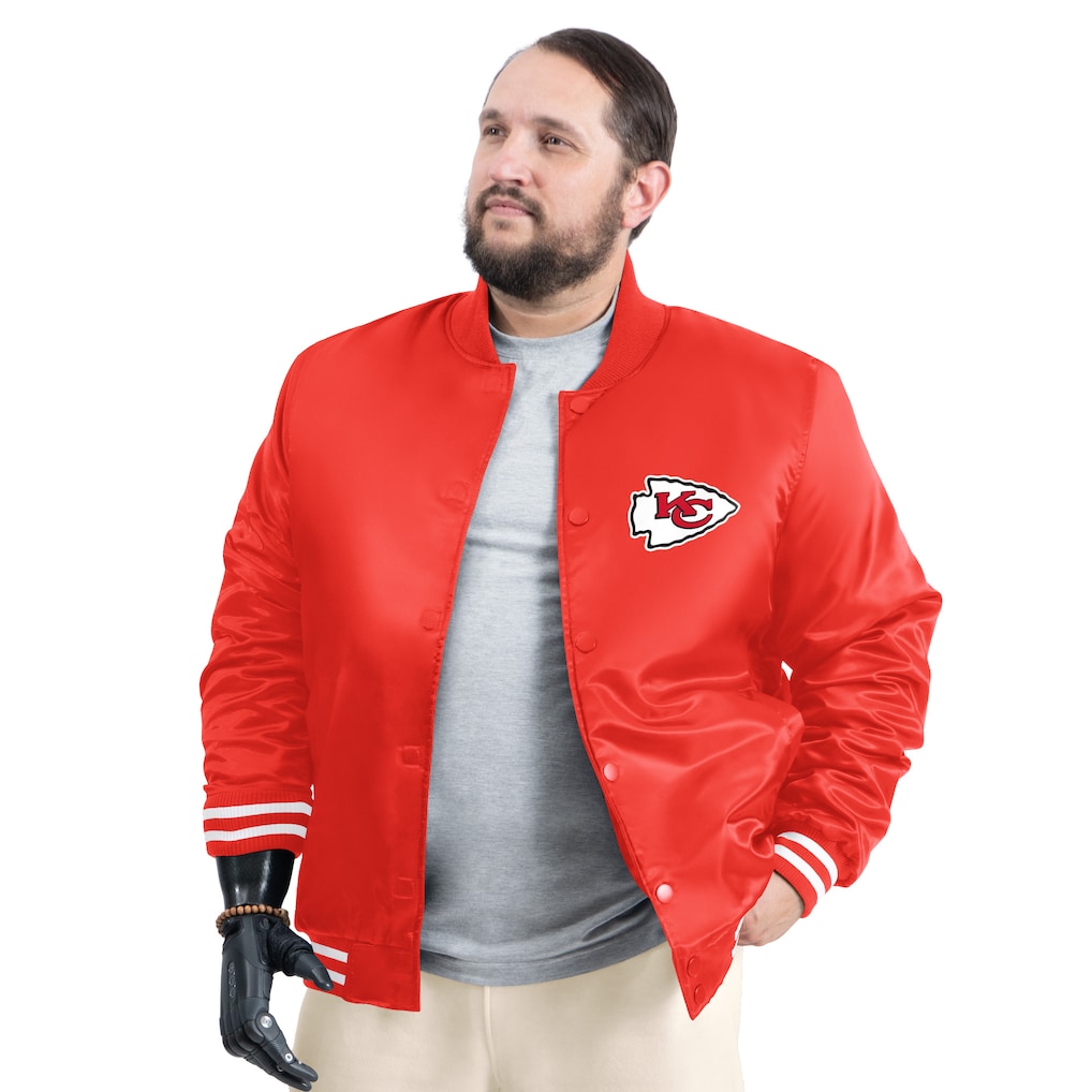 Men's Kansas City Chiefs G-III Sports by Carl Banks Red Adaptive Team Graphic Satin Full-Snap Varsity Jacket