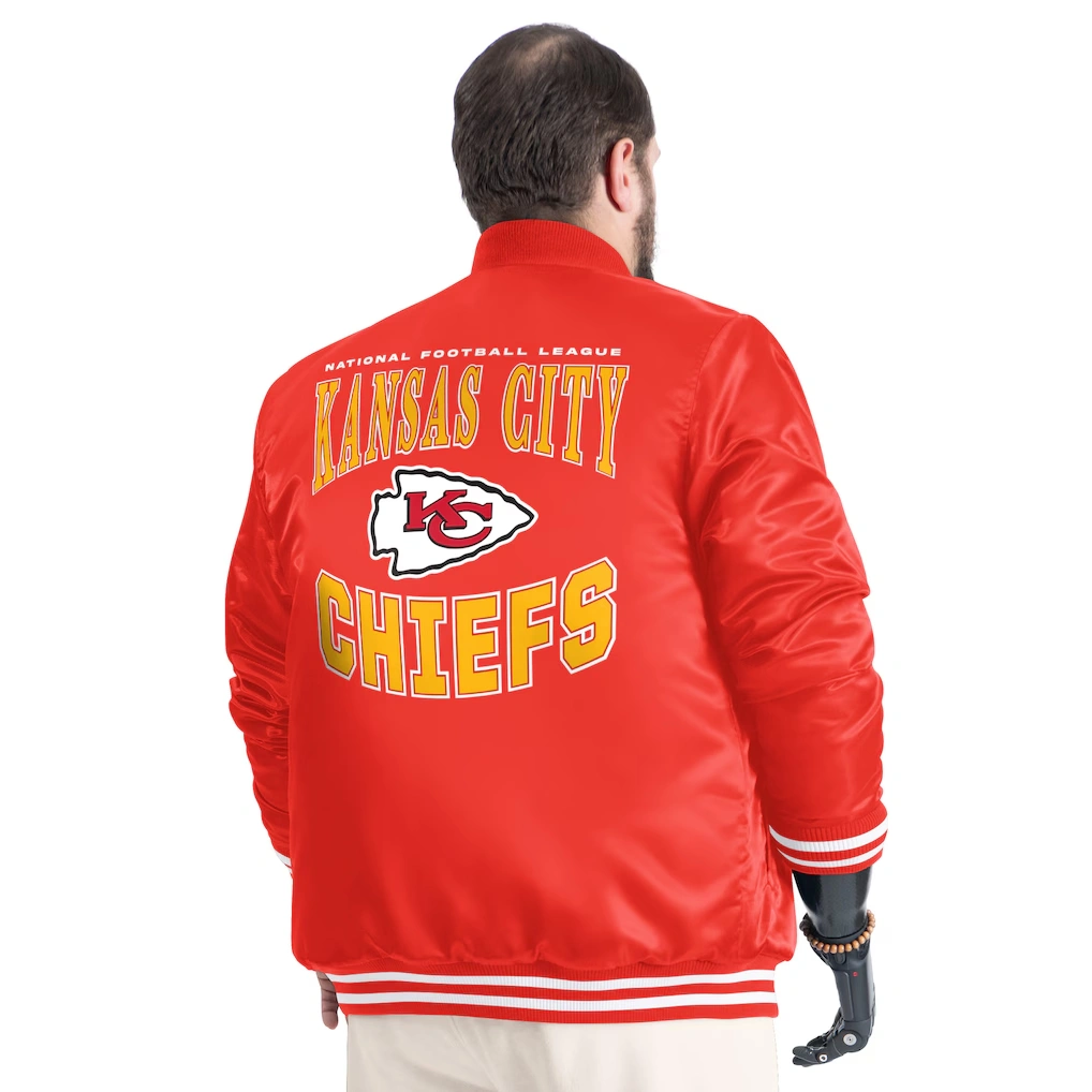 Men's Kansas City Chiefs G-III Sports by Carl Banks Red Adaptive Team Graphic Satin Full-Snap Varsity Jacket