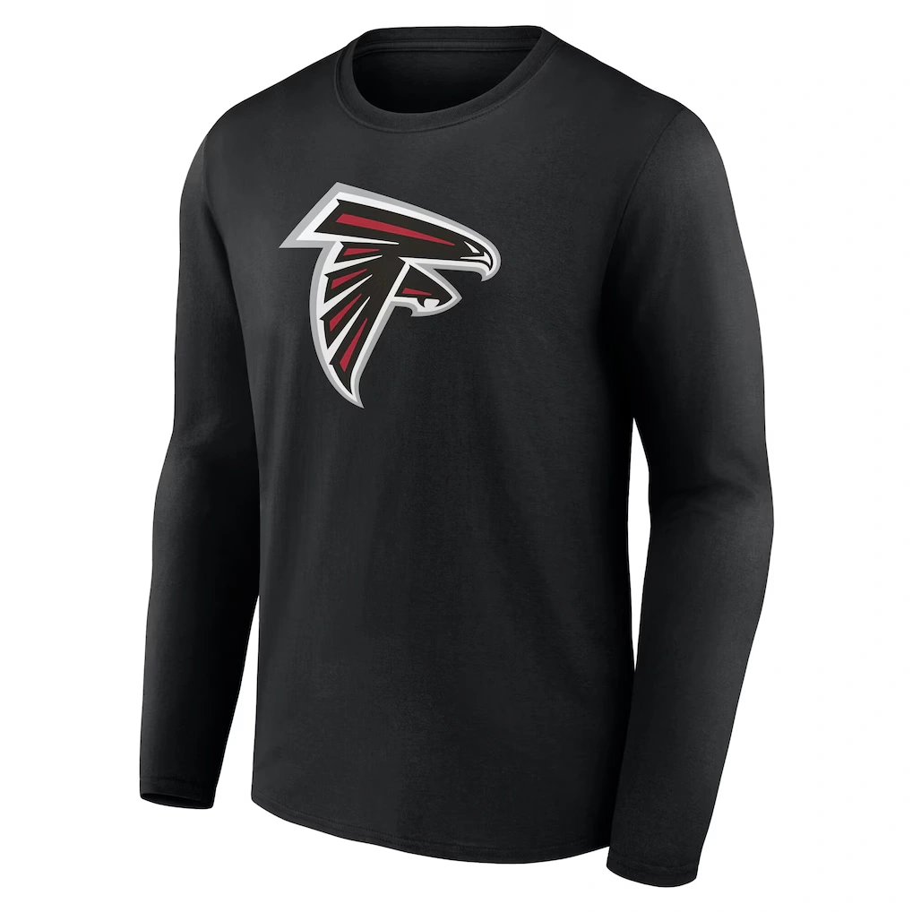 Men's Atlanta Falcons Black Team Authentic Custom Name & Number Long Sleeve T-Shirt