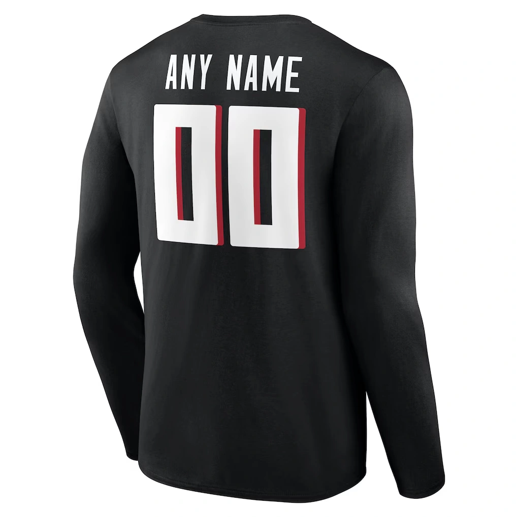 Men's Atlanta Falcons Black Team Authentic Custom Name & Number Long Sleeve T-Shirt
