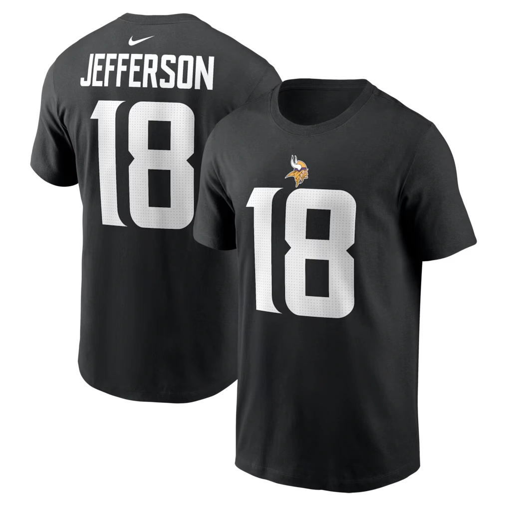 Men's Minnesota Vikings Justin Jefferson Nike Black Name & Number T-Shirt