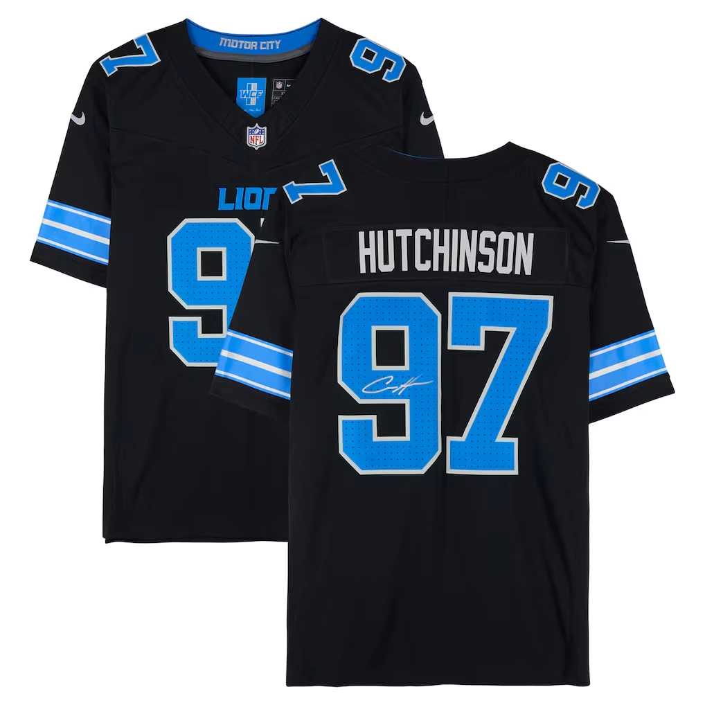 Aidan Hutchinson Detroit Lions Autographed Fanatics Authentic Black Nike Vapor F.U.S.E. Limited Jersey