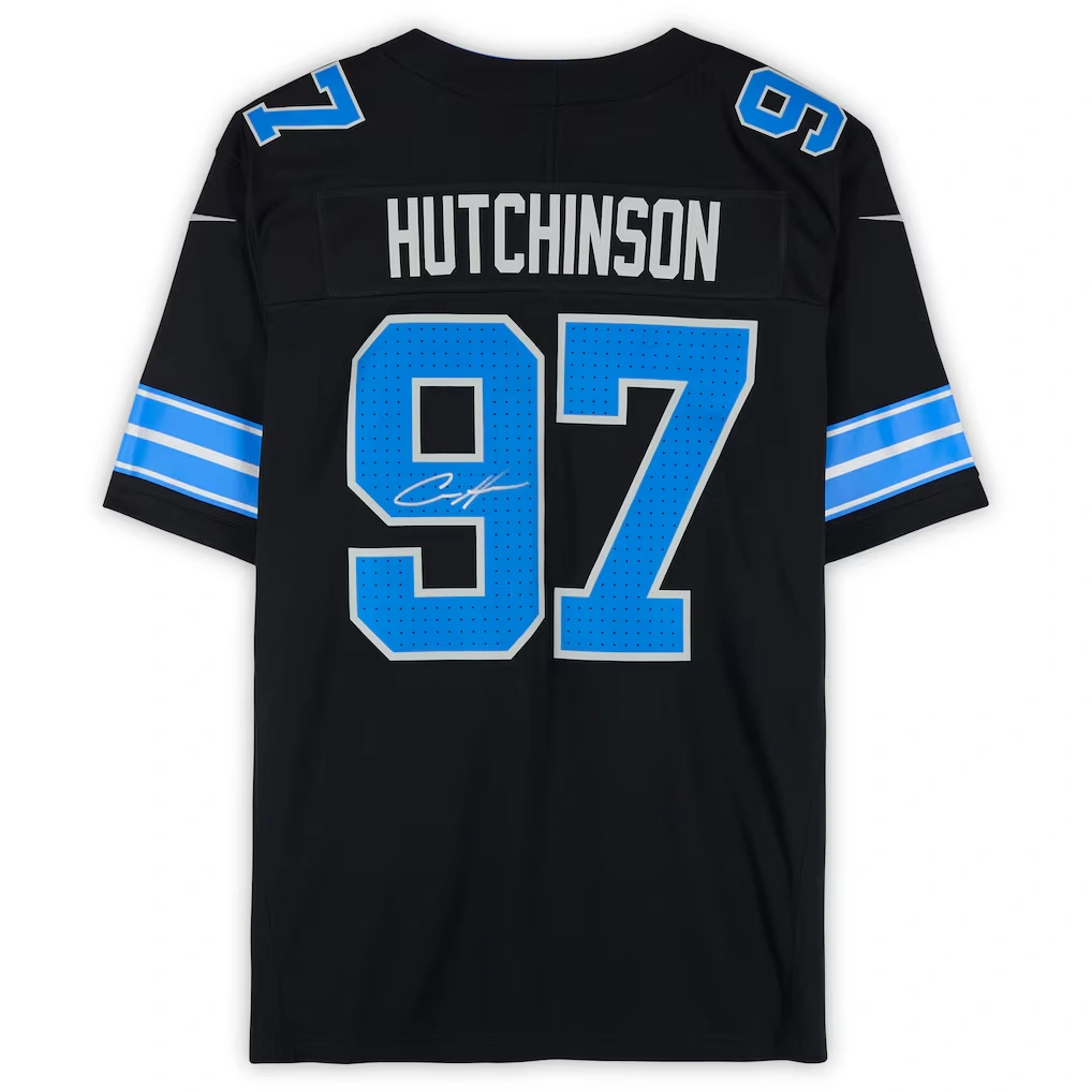 Aidan Hutchinson Detroit Lions Autographed Fanatics Authentic Black Nike Vapor F.U.S.E. Limited Jersey