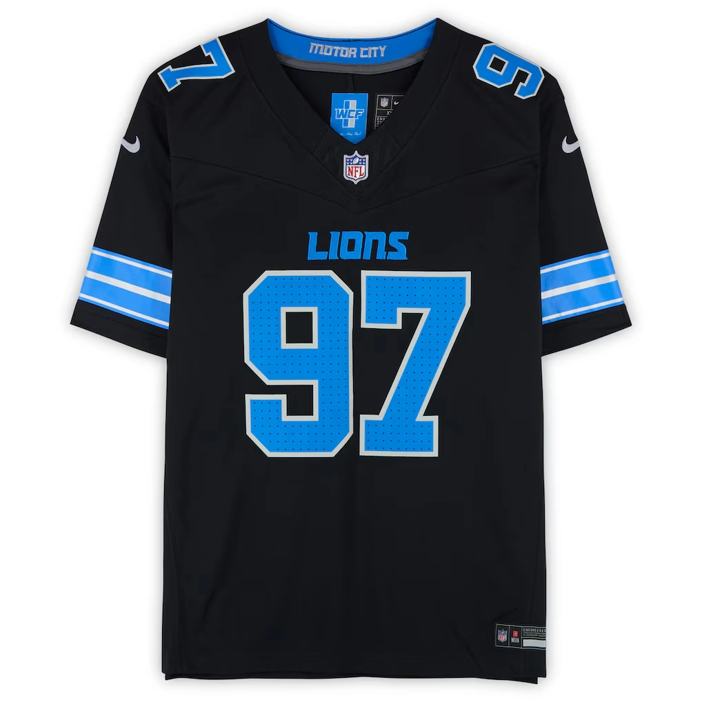 Aidan Hutchinson Detroit Lions Autographed Fanatics Authentic Black Nike Vapor F.U.S.E. Limited Jersey